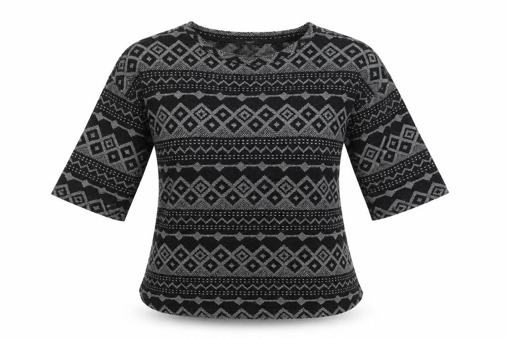 NEXT Womens Black Geometric  Basic T-Shirt Size 6