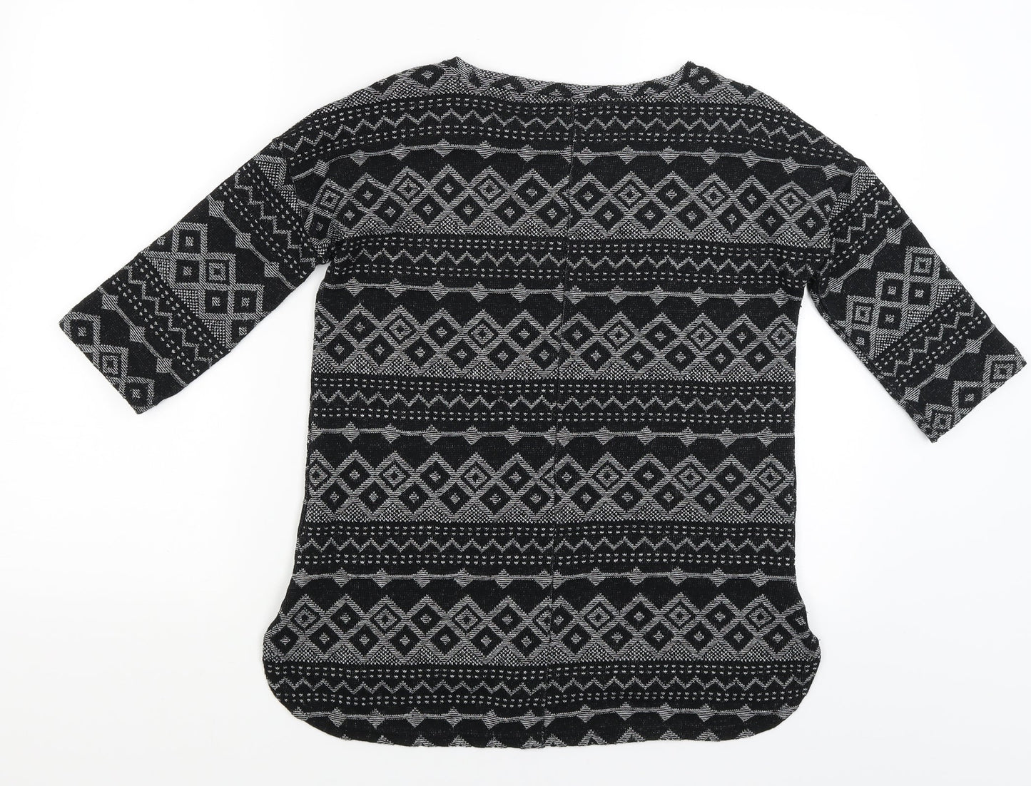 NEXT Womens Black Geometric  Basic T-Shirt Size 6