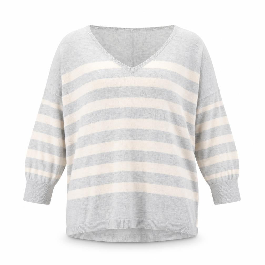 Oasis Womens Grey Striped  Pullover Jumper Size M