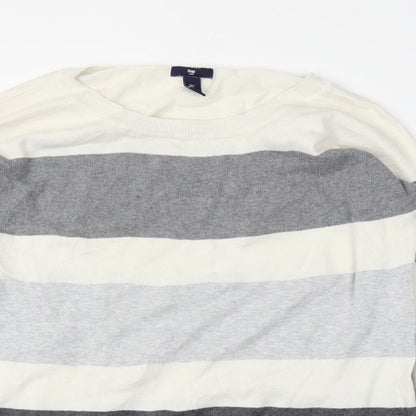 Gap Mens White Striped  Pullover Jumper Size L