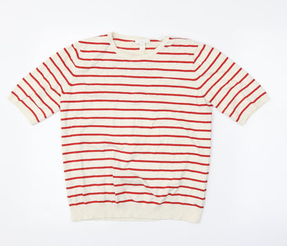 Preloved H&M Womens Ivory Striped  Basic Blouse Size M - Front