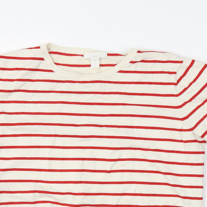 Preloved H&M Womens Ivory Striped  Basic Blouse Size M - Back