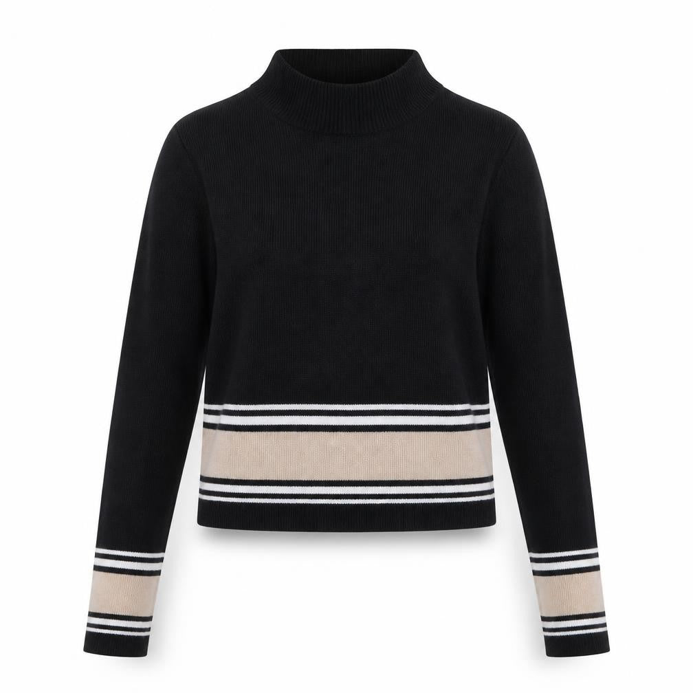 New Look Womens Black Striped  Pullover Jumper Size 12
