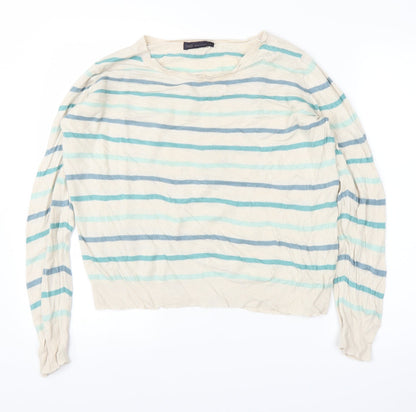 Marks & Spencer Womens Beige Striped  Pullover Jumper Size 14