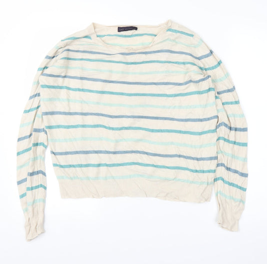 M&S Womens Beige Striped  Pullover Jumper Size 14