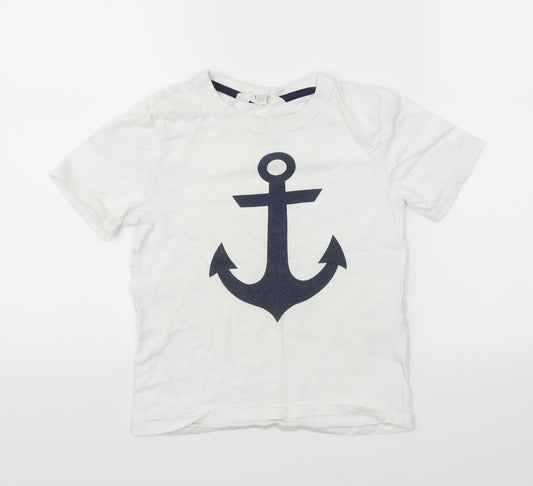 H&M Boys White   Basic T-Shirt Size 7-8 Years