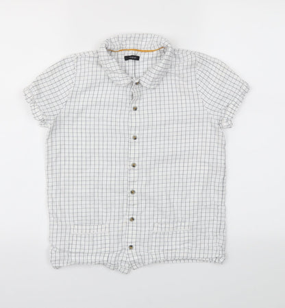 Preloved M&S Girls White Check  Basic T-Shirt Size 11-12 Years - Front