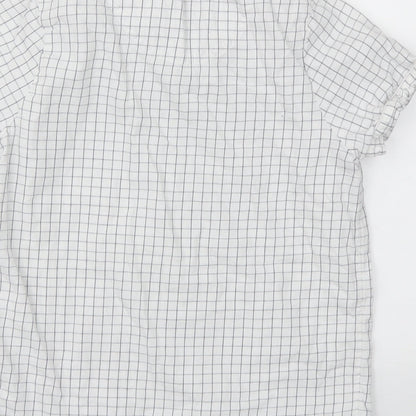 Preloved M&S Girls White Check  Basic T-Shirt Size 11-12 Years - Label