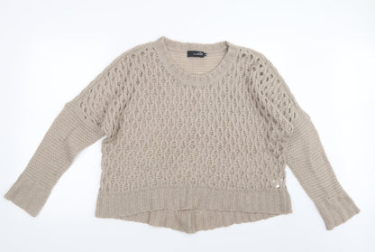 Miso Womens Beige  Knit Pullover Jumper Size 14
