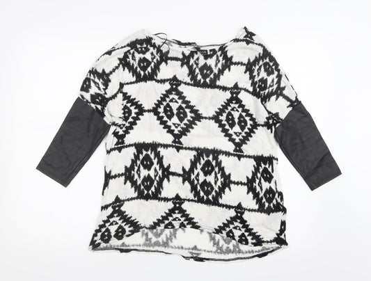 Divided by H&M Womens Black Geometric Knit Pullover Jumper Size S