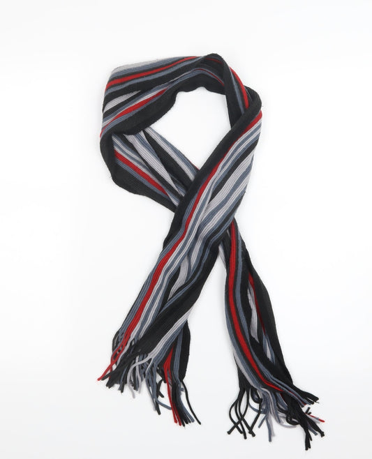 Preworn Mens Black Striped Knit Scarf  One Size