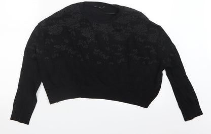 Zara Knit Womens Black  Knit Pullover Jumper Size M
