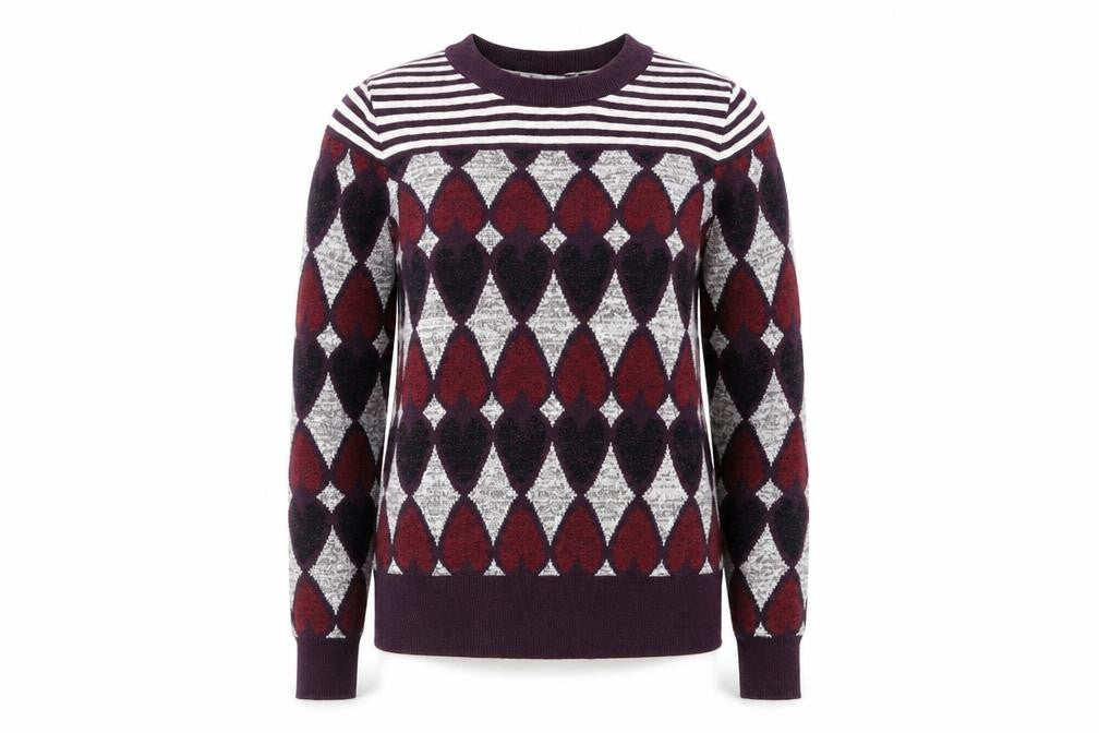 Steps Womens Purple Geometric Knit Pullover Jumper Size M