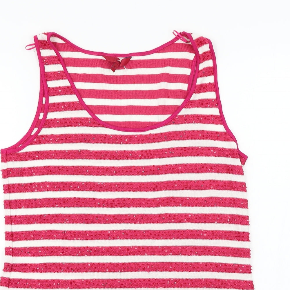 NEXT  Womens Pink Striped  Basic T-Shirt Size 10