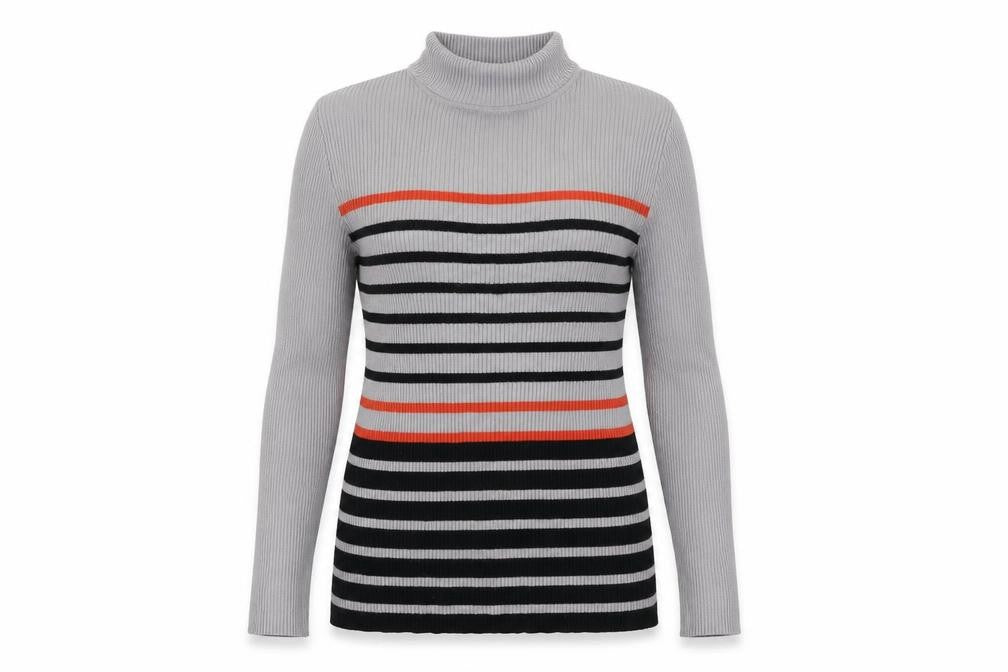 Afibel  Womens Grey Striped  Pullover Jumper Size 10