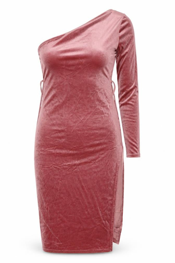 PRETTYLITTLETHING Womens Pink  Velour Bodycon  Size 8