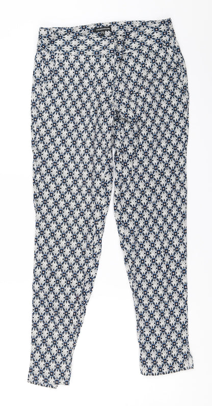 Warehouse Womens Black Geometric  Capri Trousers Size 6 L27 in