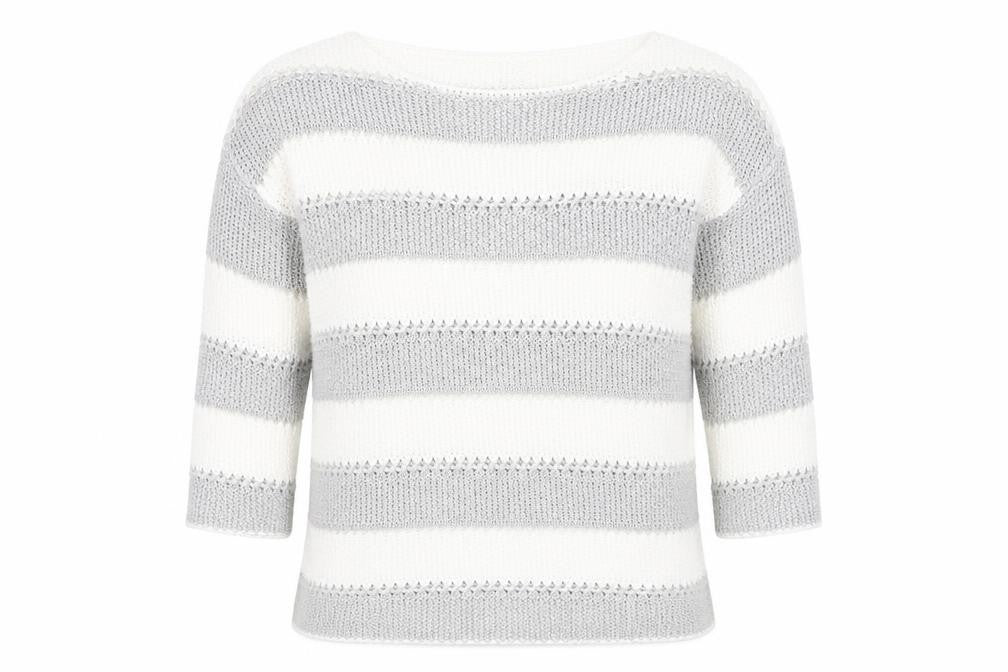 Marble Womens Grey Striped  Pullover Jumper Size M