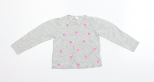 H&M Girls Grey   Pullover Jumper Size 6-7 Years