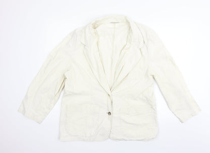 Preloved ST MICHAEL Womens Beige   Jacket Blazer Size 16 - Front