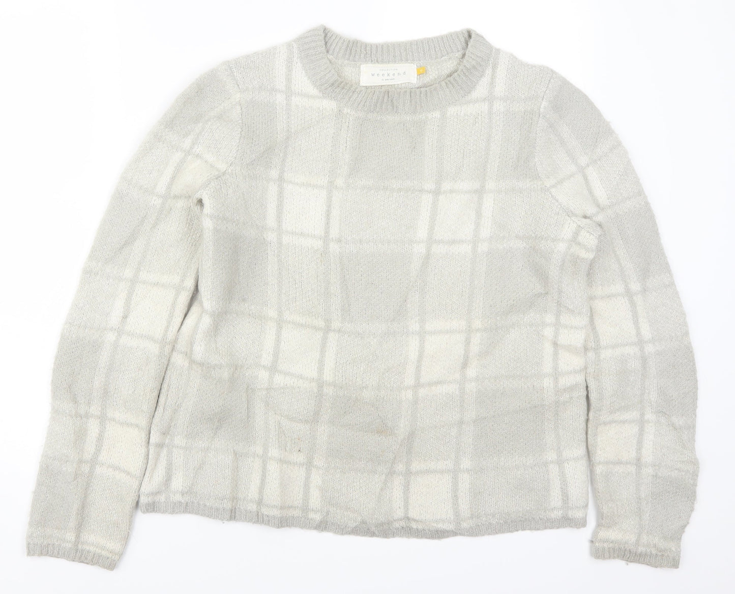 John Lewis Womens Grey Check  Pullover Jumper Size 10