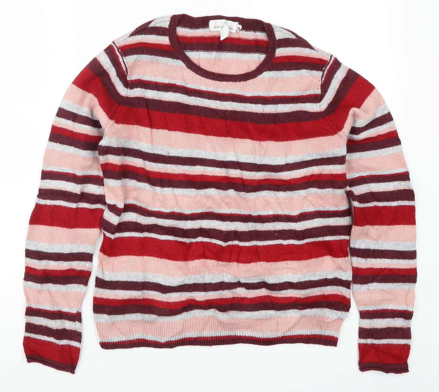 H&M Womens Red Striped  Pullover Jumper Size M