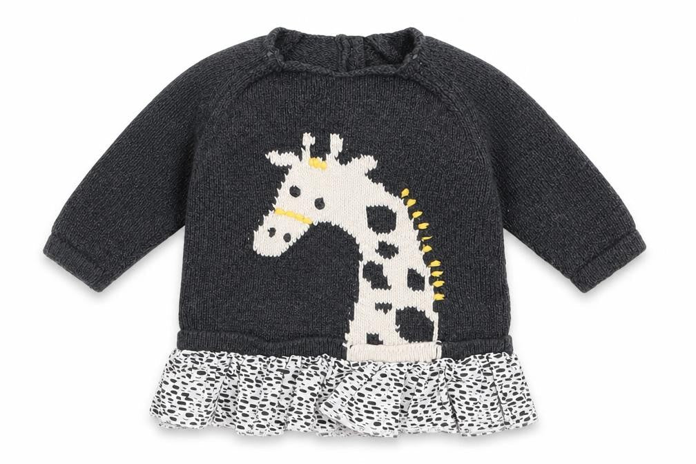 NEXT Girls Grey Polka Dot  Pullover Jumper One Size  - Giraffe