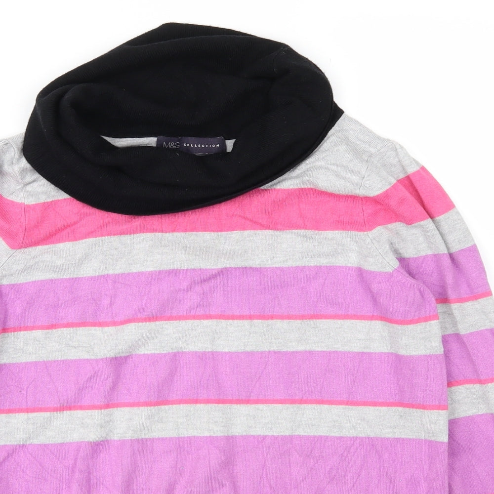 Marks and Spencer Womens Pink Striped  Pullover Jumper Size 14