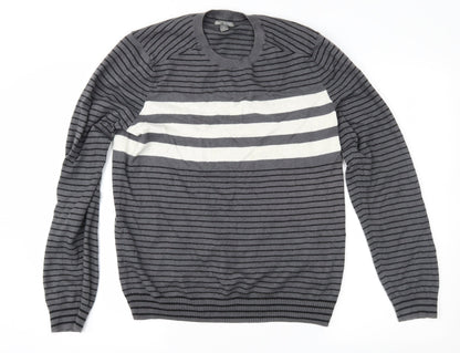 Gap Mens Grey Striped  Pullover Jumper Size M