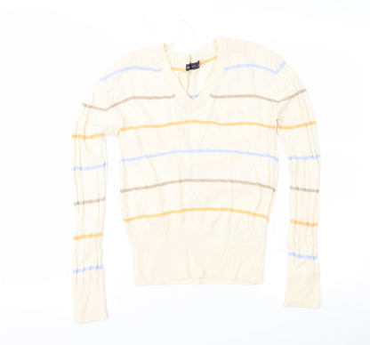 Marks & Spencer Womens Beige Striped  Pullover Jumper Size XS