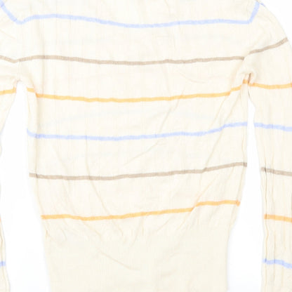 Marks & Spencer Womens Beige Striped  Pullover Jumper Size XS