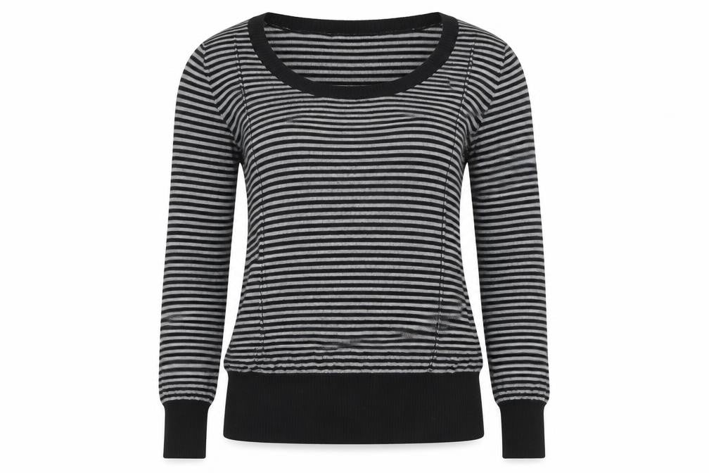 Cherry Womens Black Striped  Pullover Jumper Size S