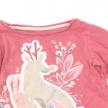 Preloved Nutmeg Girls Pink   Basic T-Shirt Size 2-3 Years - Detail