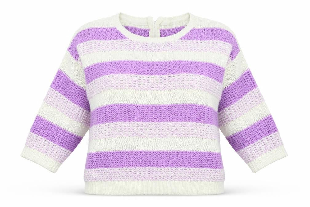 Bonmarché Womens Purple Striped Pullover Jumper Size L