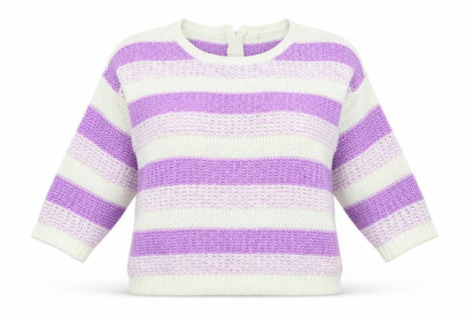 Bonmarché Womens Purple Striped Pullover Jumper Size L