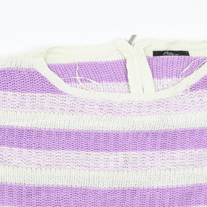 Bonmarché Womens Purple Striped Pullover Jumper Size L