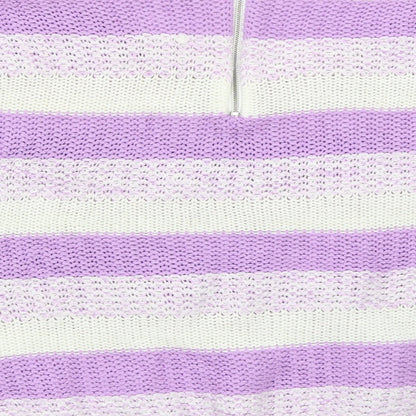 Bonmarché Womens Purple Striped Pullover Jumper Size L