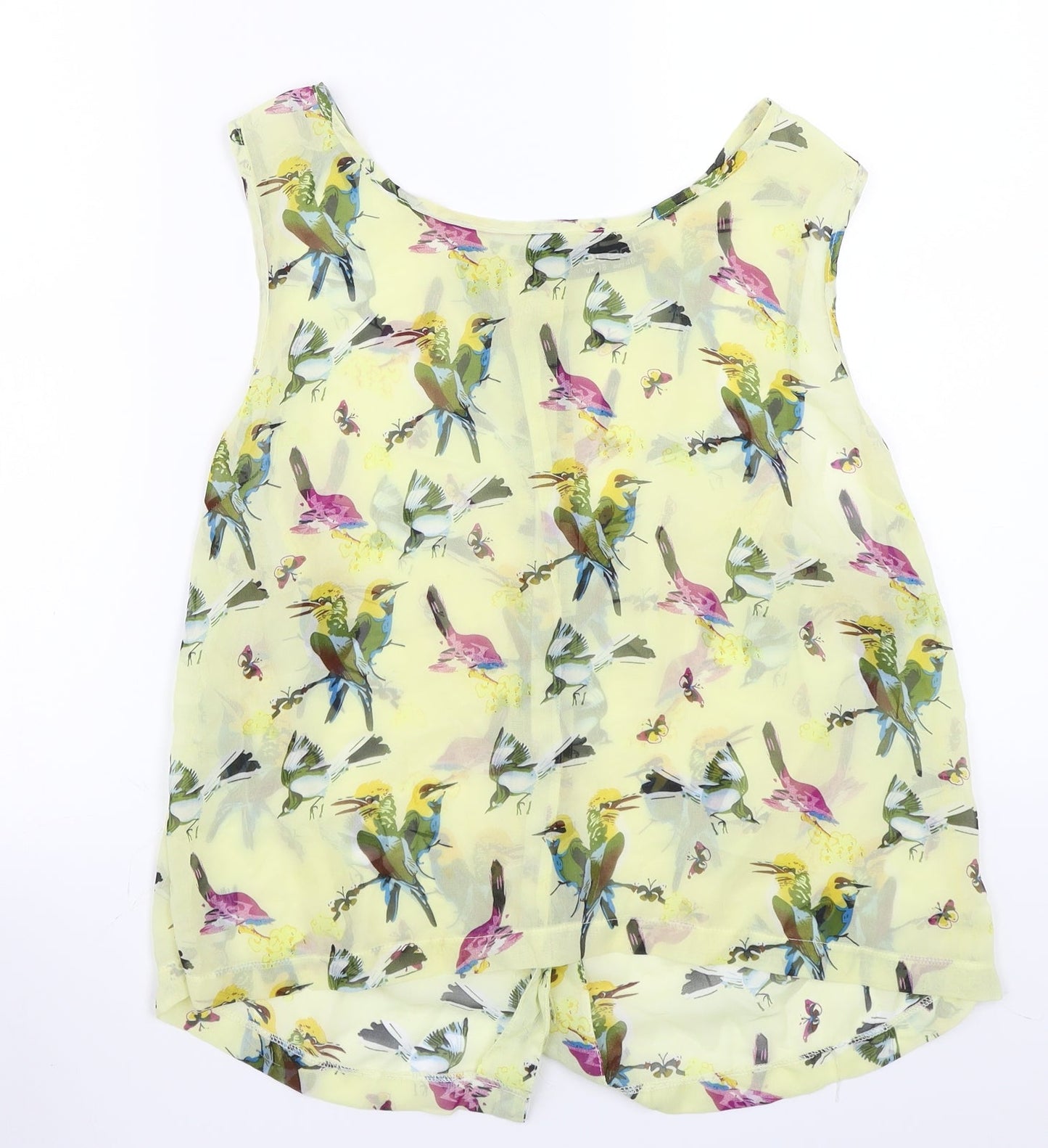 Select  Womens Yellow Floral  Basic Button-Up Size 8