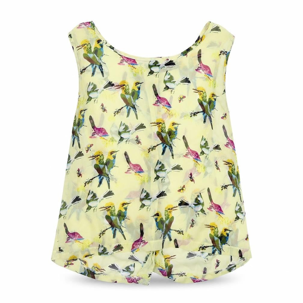 Select  Womens Yellow Floral  Basic Button-Up Size 8