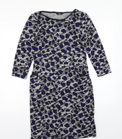 Preloved F&F Womens Grey Animal Print  A-Line  Size 8 - Front
