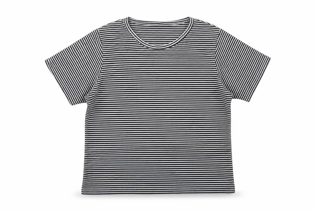 YS Collection Womens Black Striped  Basic T-Shirt Size 16