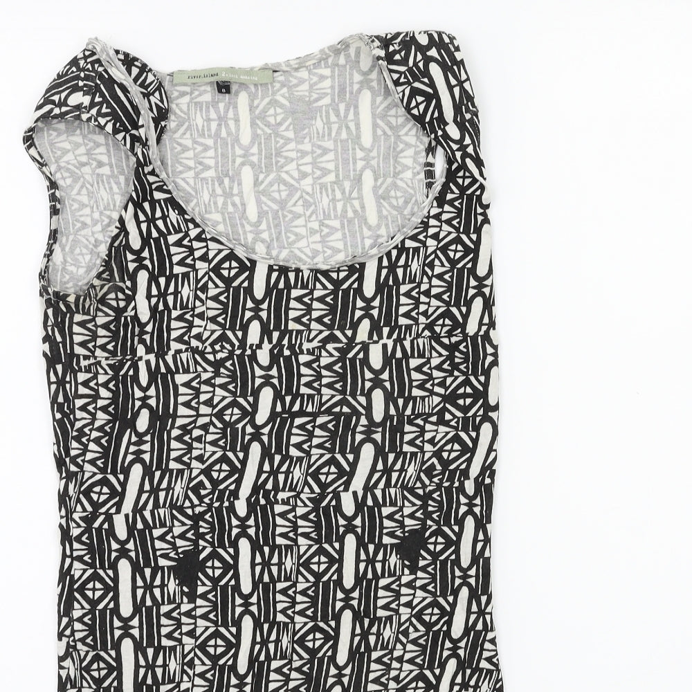 River Island Womens Black Geometric  Tank Dress  Size 8  - Shoulder Pads