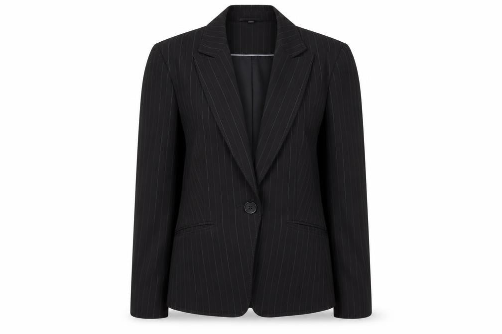 Preowrn Womens Black Striped  Jacket Suit Jacket Size 12