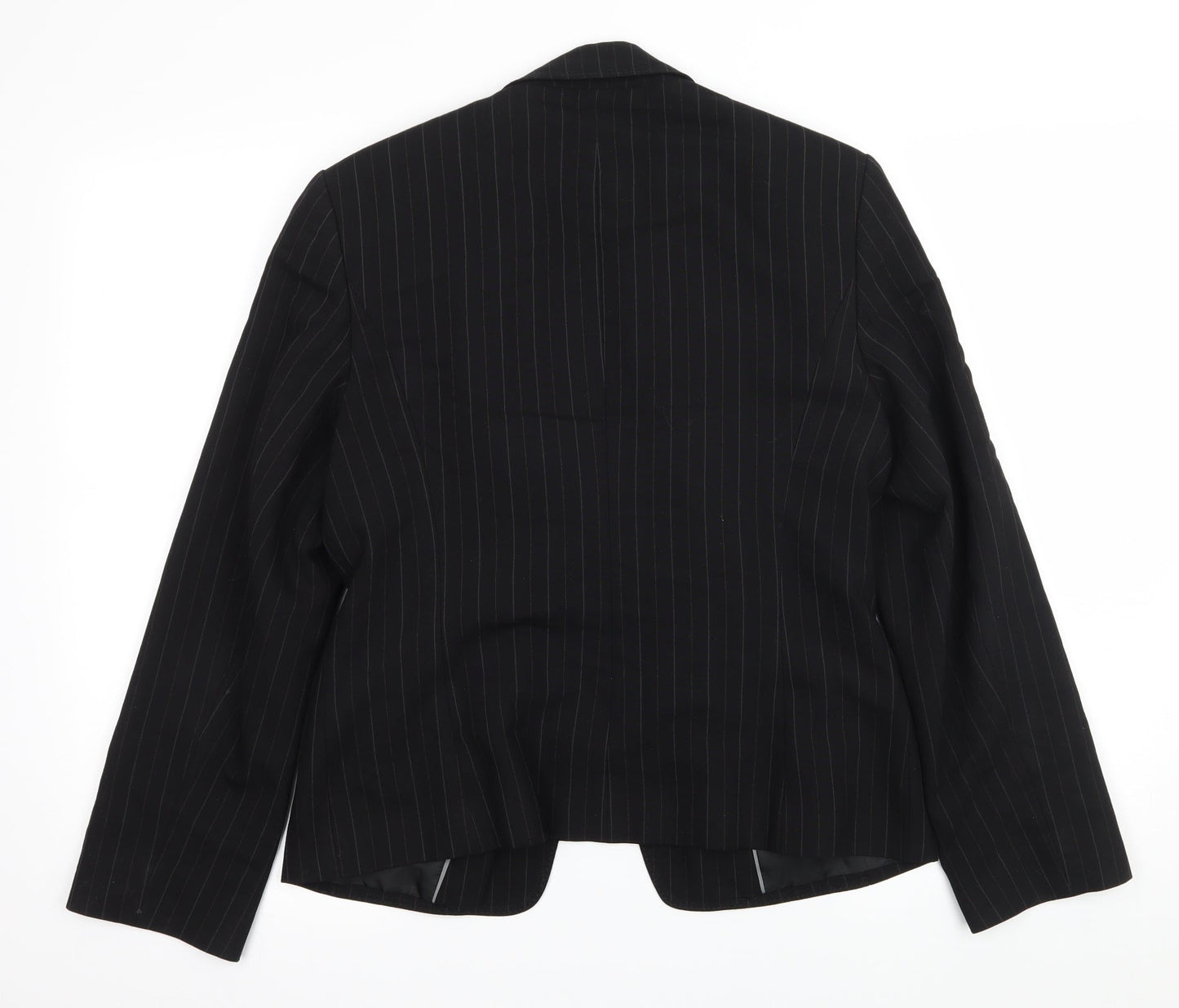 Preowrn Womens Black Striped  Jacket Suit Jacket Size 12