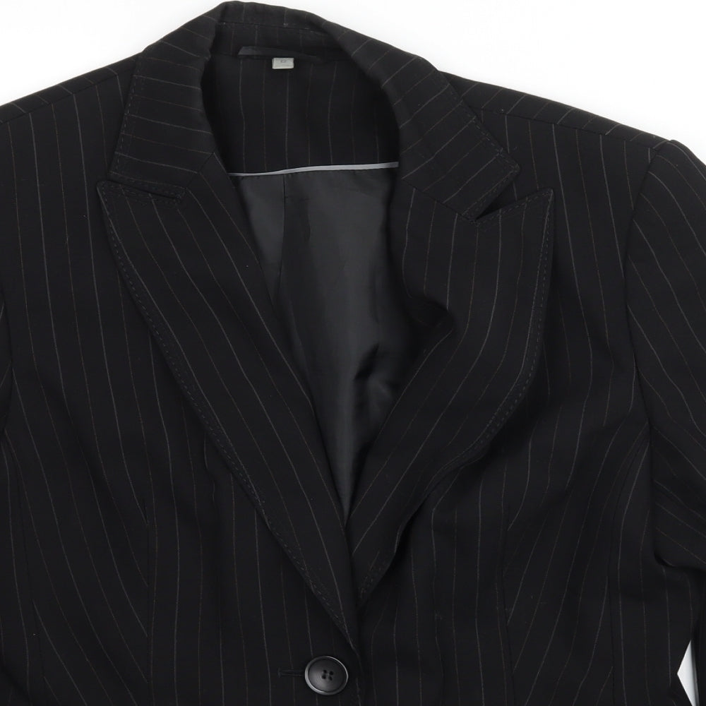 Preowrn Womens Black Striped  Jacket Suit Jacket Size 12