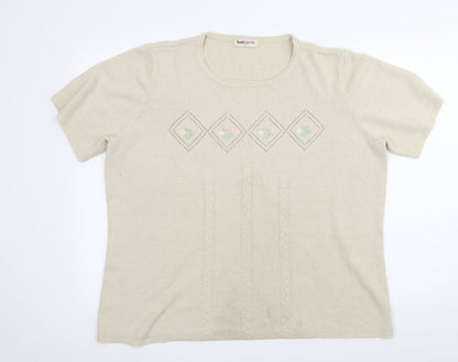 Bonmarché Womens Ivory Knit Basic T-Shirt Size XL