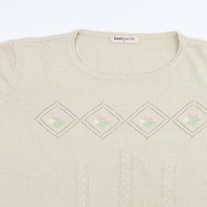 Bonmarché Womens Ivory Knit Basic T-Shirt Size XL