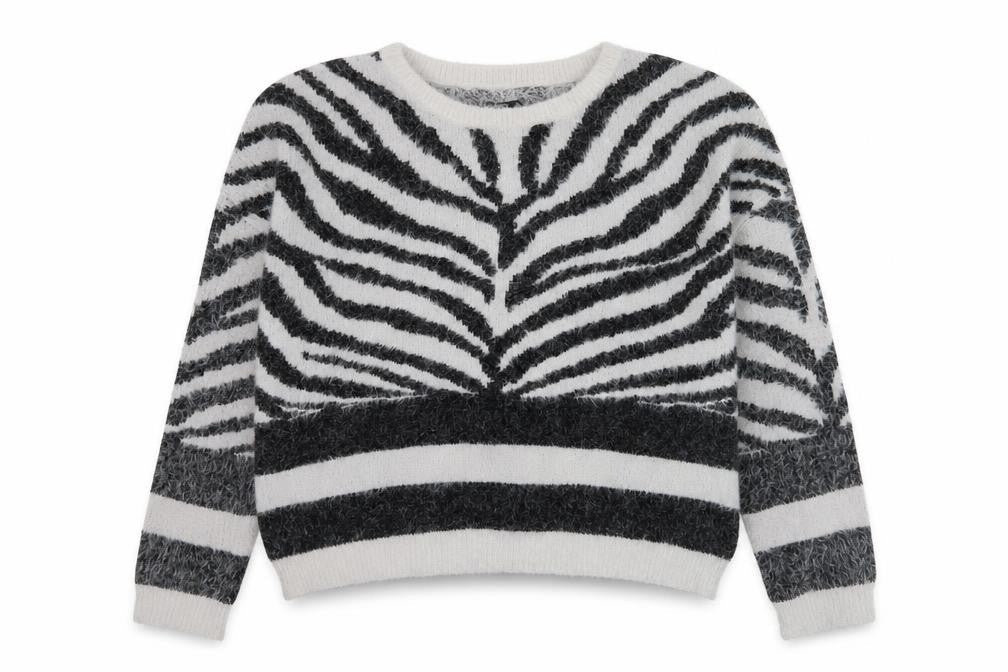 Only Womens Grey Striped Knit Pullover Jumper Size XL