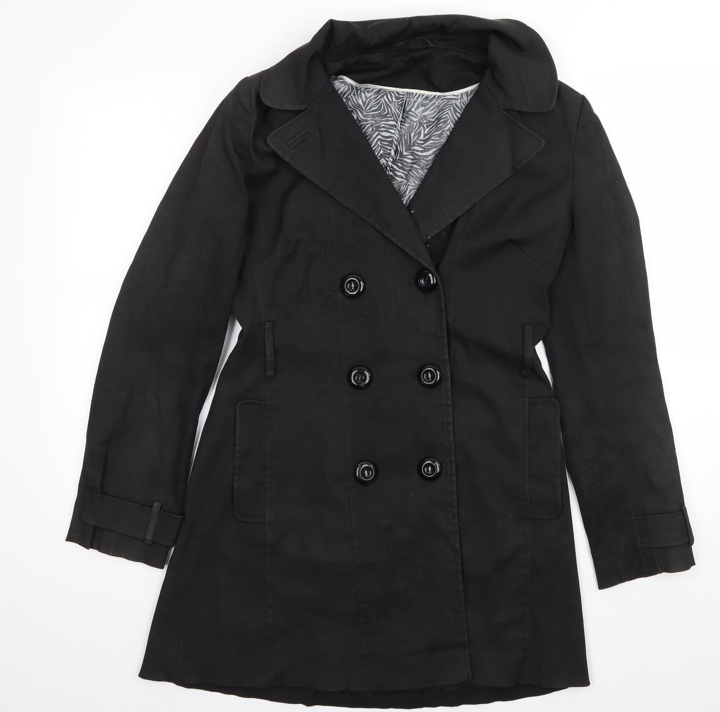F& Womens Black   Overcoat Coat Size 10