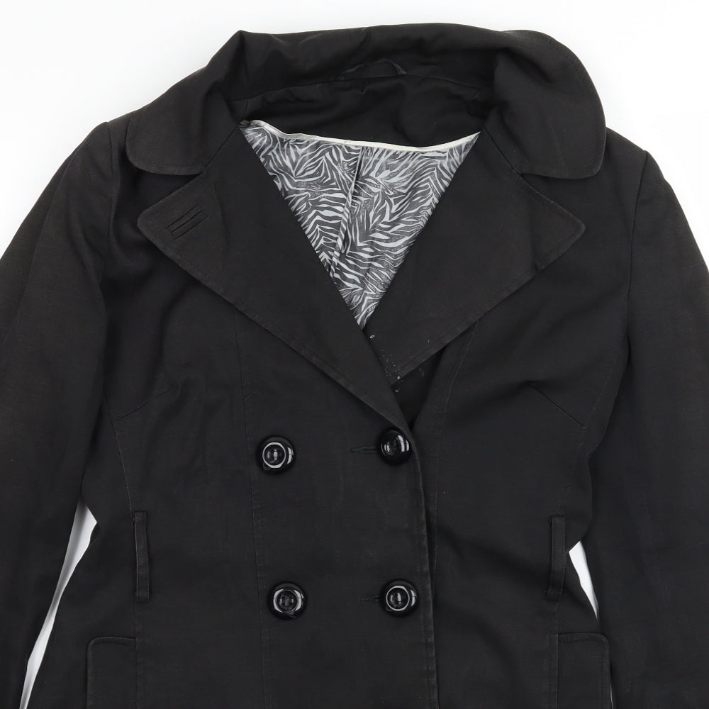 F& Womens Black   Overcoat Coat Size 10